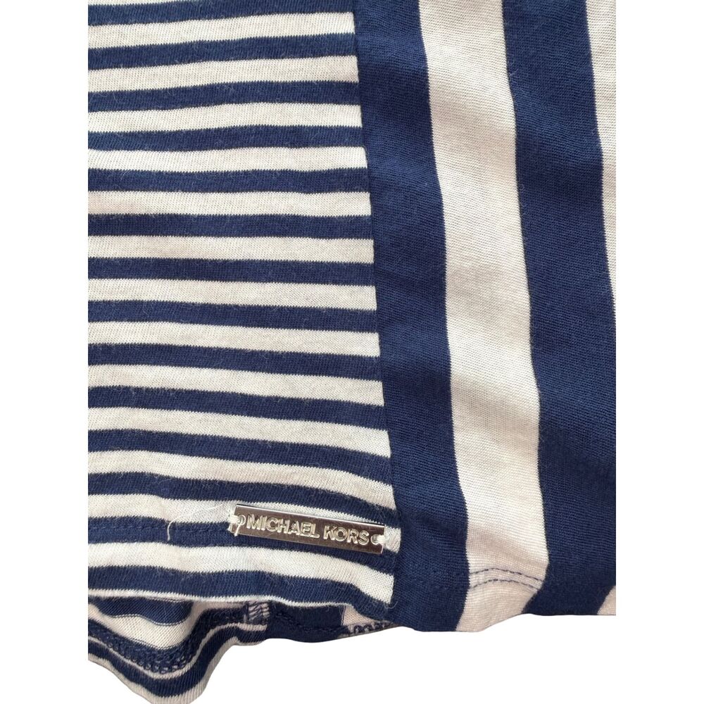 Michael Kors Striped Shirt Navy Blue and White womens top size Large - Picture 3 of 4